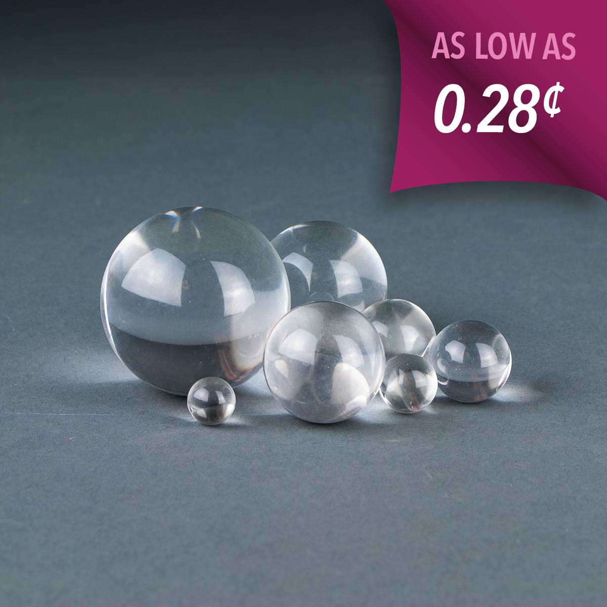 Clear acrylic spheres available in various diameters